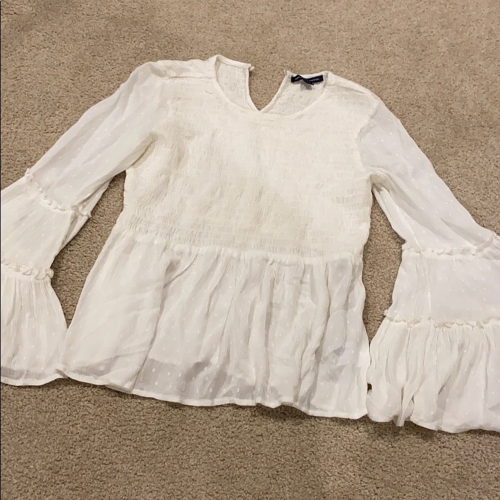 Long sleeve white flowy blouse